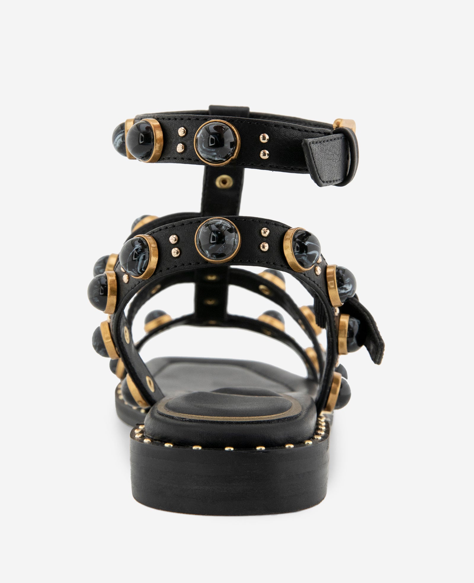 Kenneth Cole Reaction Shoes Ruby Leather Jewel Gladiator Sandal sandalo nero