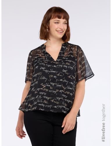 Fiorella Rubino Blusa stampa lettering in creponne 50 Plus