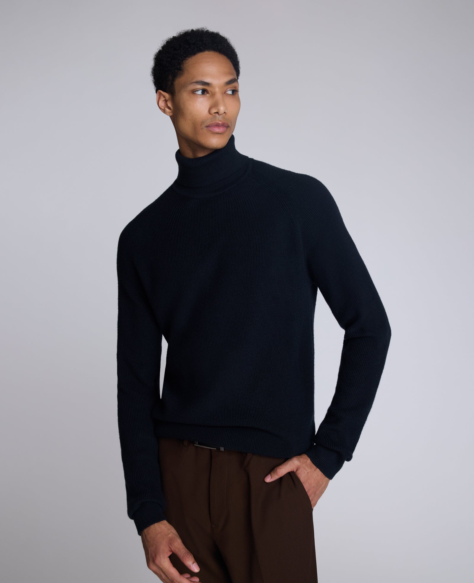Kenneth Cole Reaction Clothing Foldover Turtleneck Sweater maglione nero collo alto