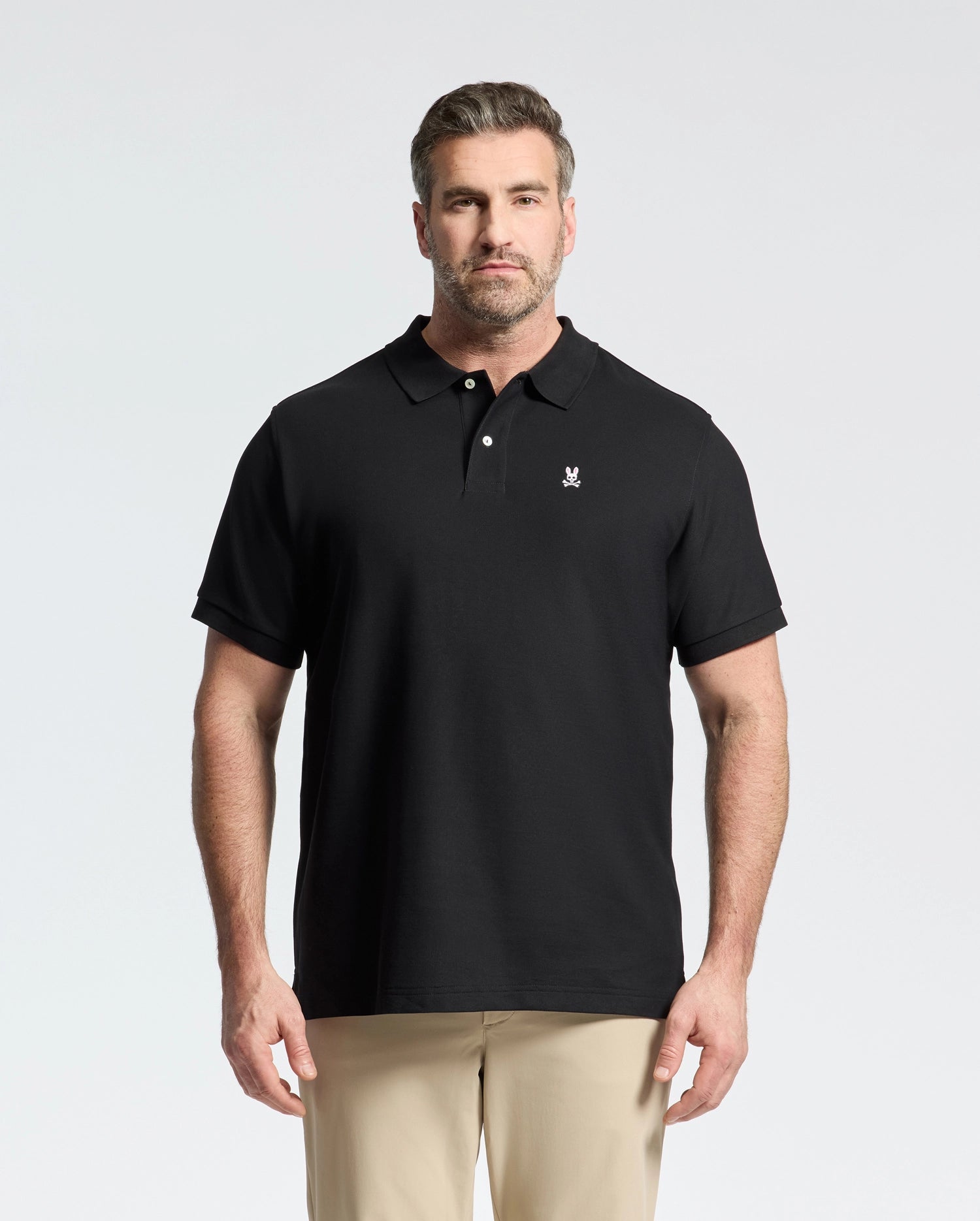 Psycho Bunny Big & Tall Classic Pique Polo Shirt polo nera taglie forti cotone Pima