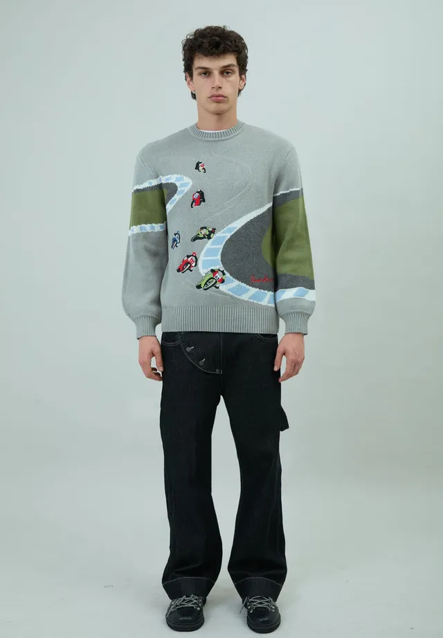 House Of Sunny Women's Knitwear SUPERBIKES KNIT maglione jacquard grigio