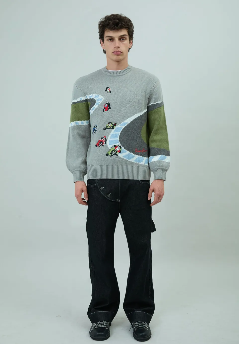 House Of Sunny Women's Knitwear SUPERBIKES KNIT maglione jacquard grigio