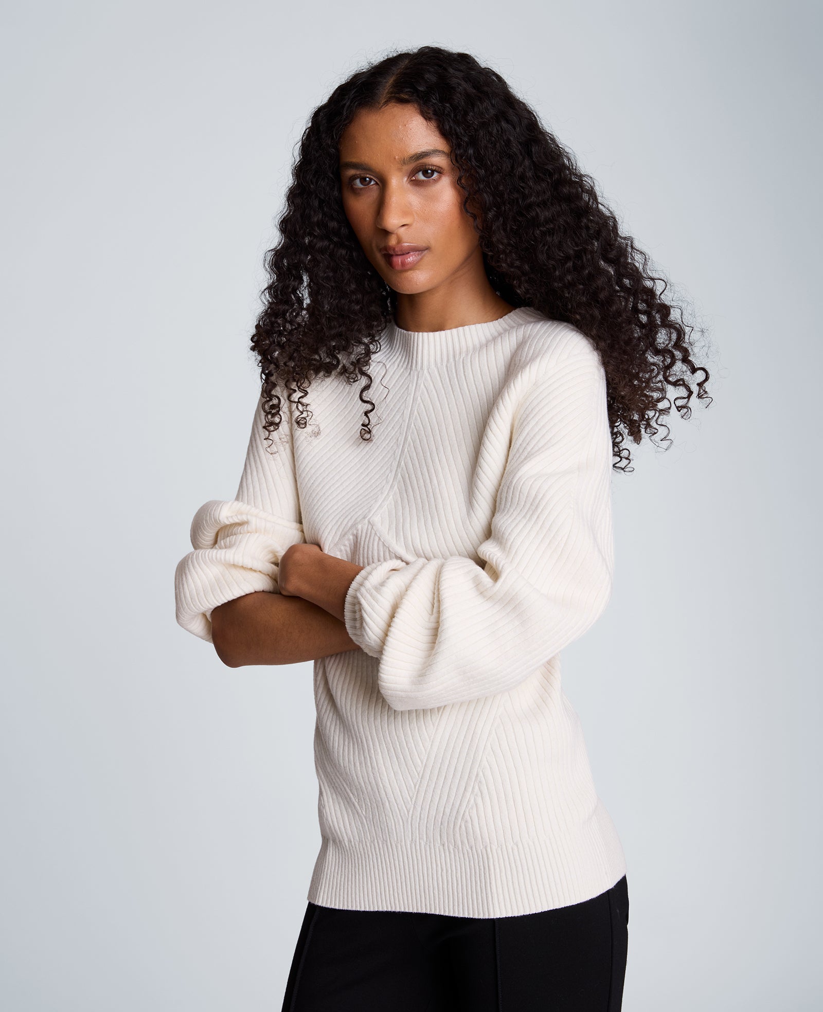 Kenneth Cole Reaction Clothing Mock Neck Seamless Traveling Ribbed Sweater maglione Oyster in poliestere