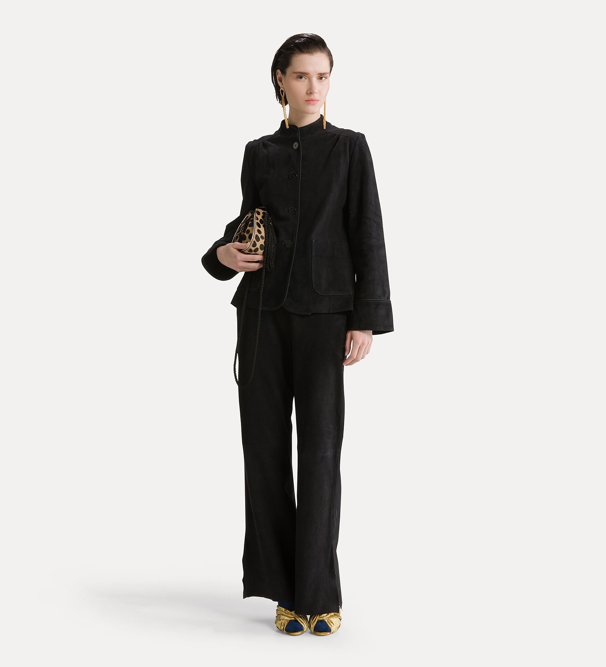 Forte giacche suede band collar jacket notte giacca camoscio