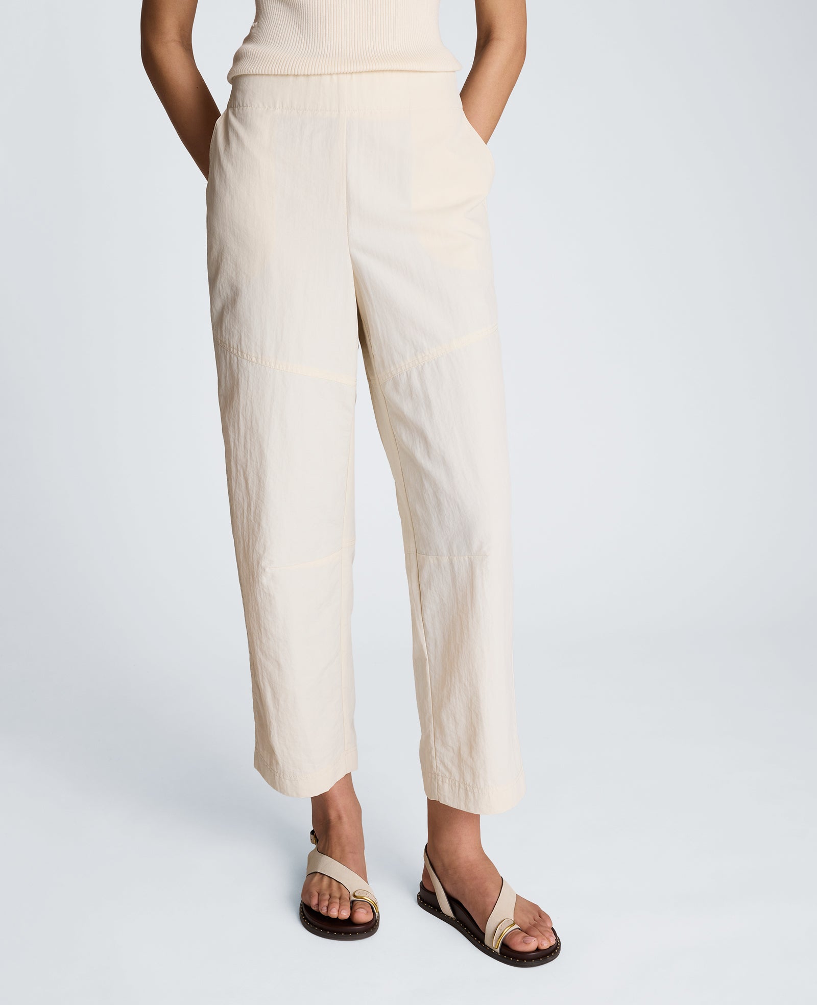 Kenneth Cole Reaction Clothing Pull On Barrel Leg Pant pantaloni oyster nylon