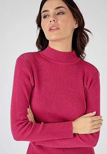 Damart Prêt-à-porter Maglione collo alto rosa lampone/grigio 44 in lana merino