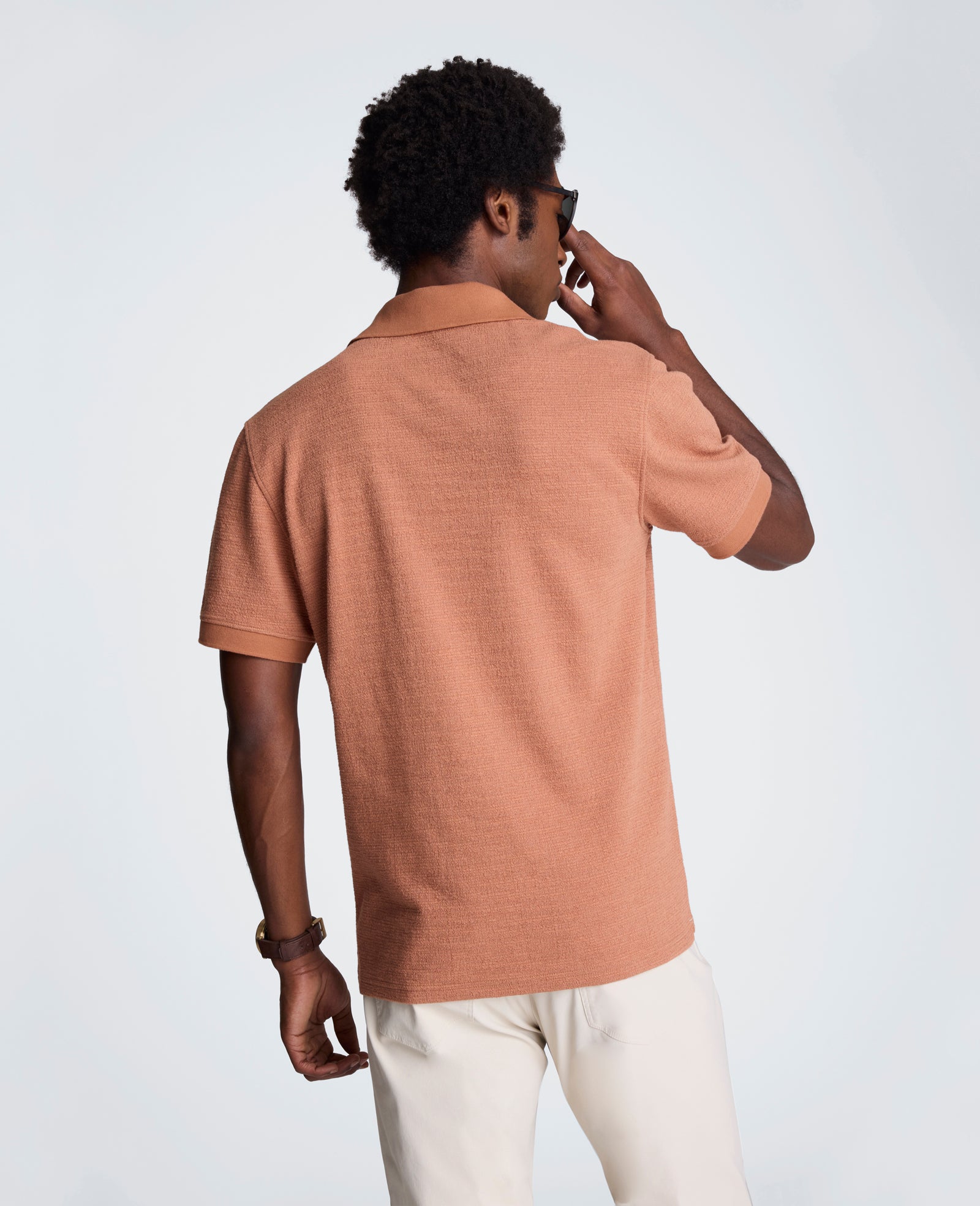 Kenneth Cole Reaction Clothing Short Sleeve Johnny Collar Polo with Ribbing polo clay a coste