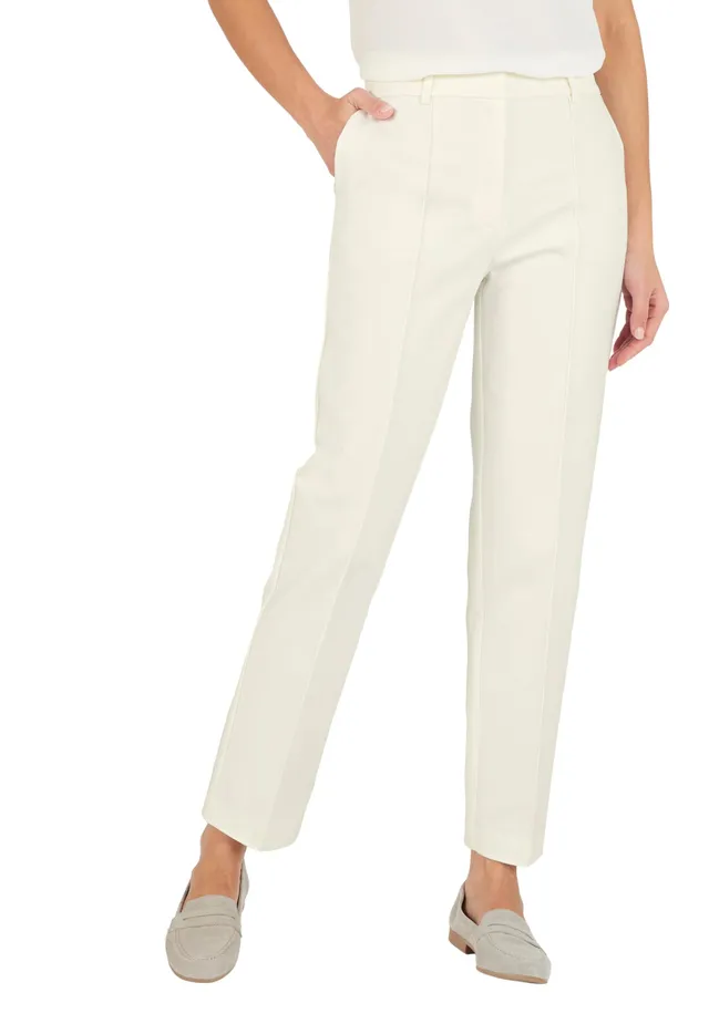 Damart Prêt-à-porter Pantaloni 7/8 in cotone raso, marrone ecru, taglia 56