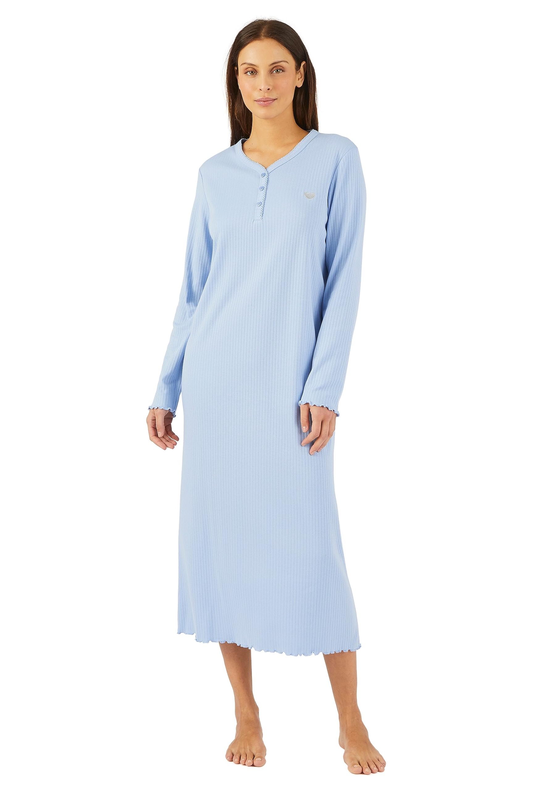 Damart Homewear Camicia da notte in maglia Interlock a costine donna