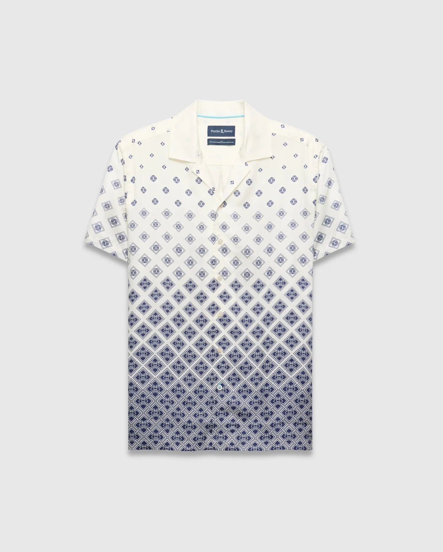 Psycho Bunny Men's Shirts Tobias Tencel Shirt camicia bianca fantasia