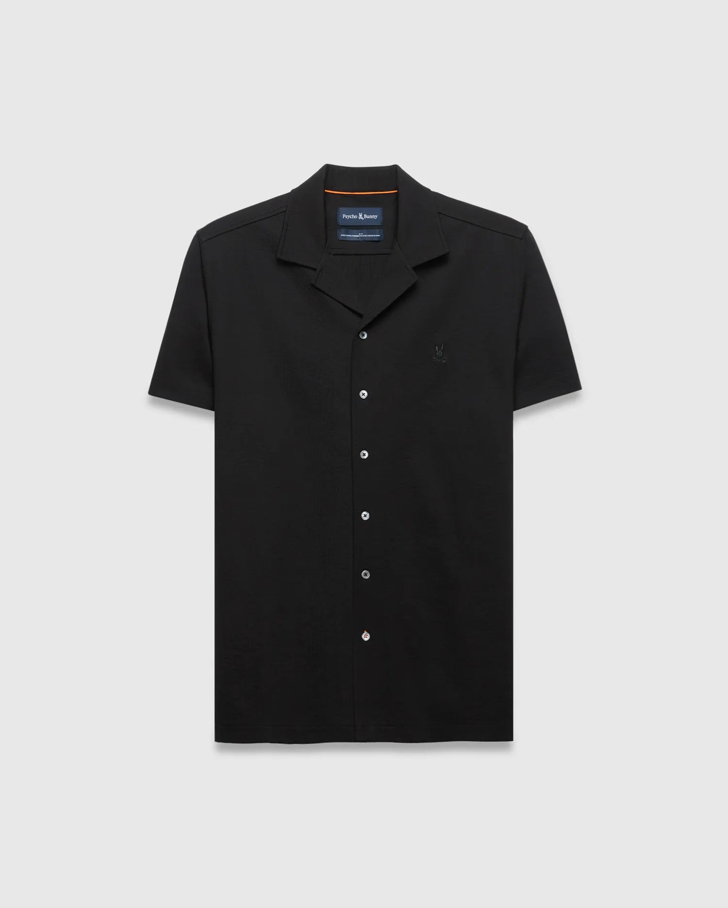 Psycho Bunny Men's Shirts Jayme Knit Shirt MT0300002 camicia nera seersucker