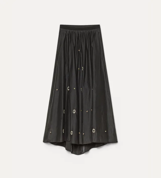 Forte gonne Full Twill Skirt with “Le Club” Embroidery gonna nera ricamata