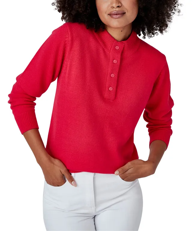 Damart Prêt-à-porter maglione collo alto abbottonato rosa lampone taglia 40