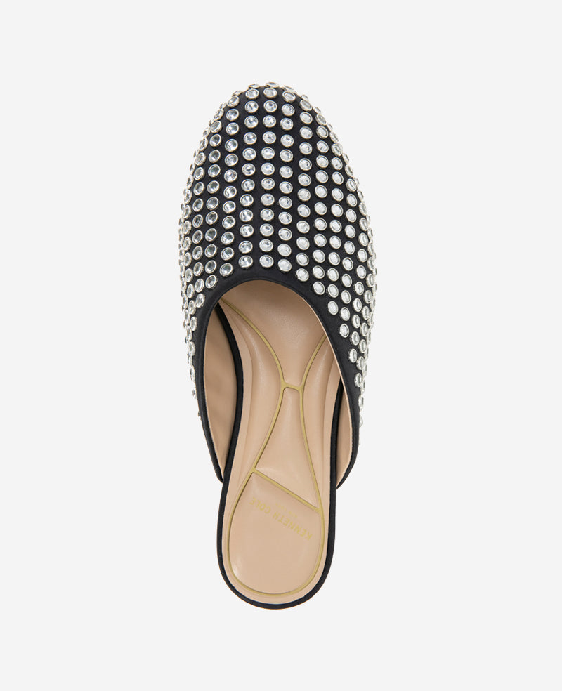 Kenneth Cole Reaction Saddie Studded Rhinestone Mule mule nere con strass