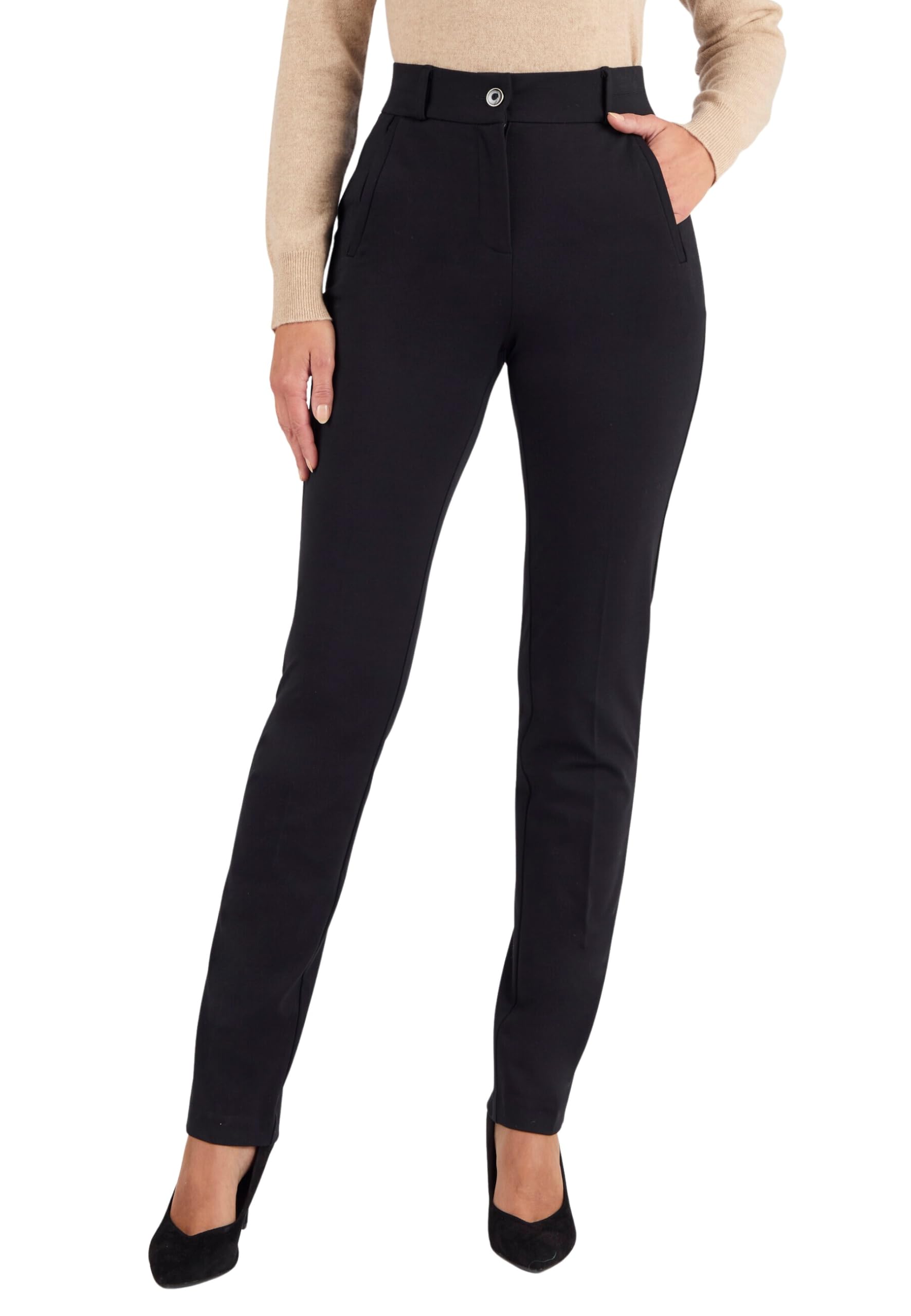 Damart Prêt-à-porter Pantaloni maglia Milano bi-Stretch Donna Nero 56