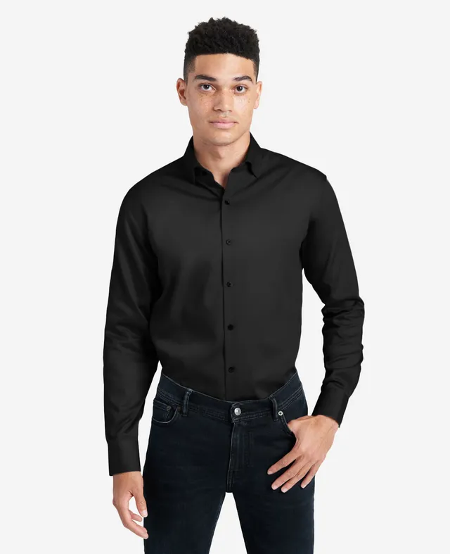 Kenneth Cole Reaction Clothing Regular-Fit Button-Down Stretch Dress Shirt with TEK FIT camicia nera