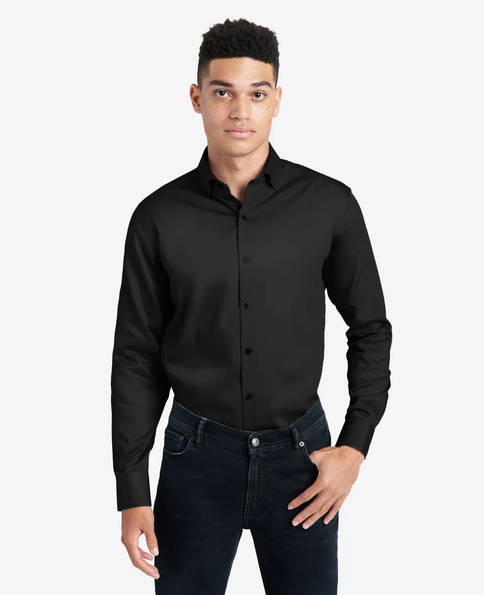 Kenneth Cole Reaction Clothing Regular-Fit Button-Down Stretch Dress Shirt with TEK FIT camicia nera