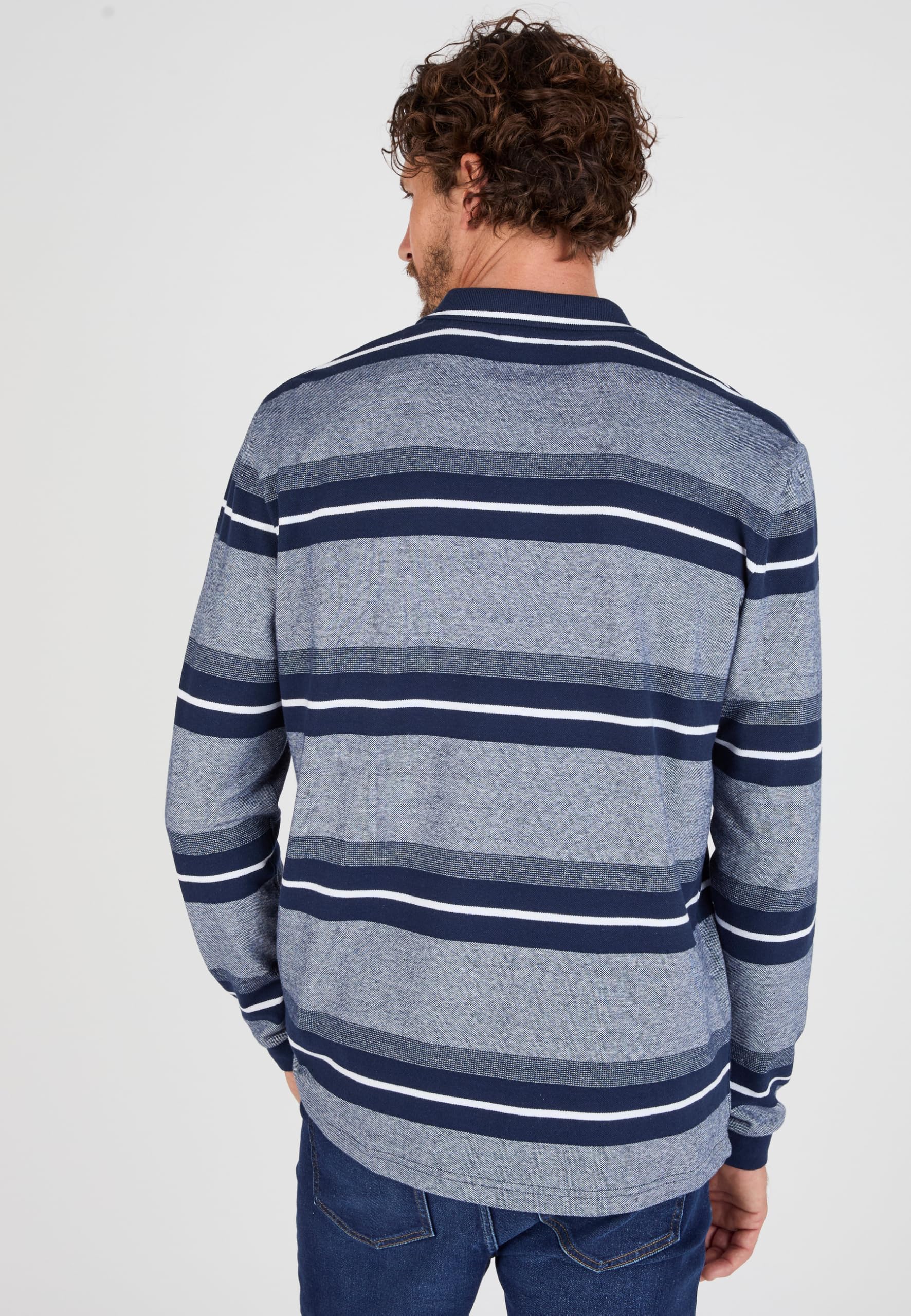 Damart Prêt-à-porter polo uomo manica lunga righe blu marino S