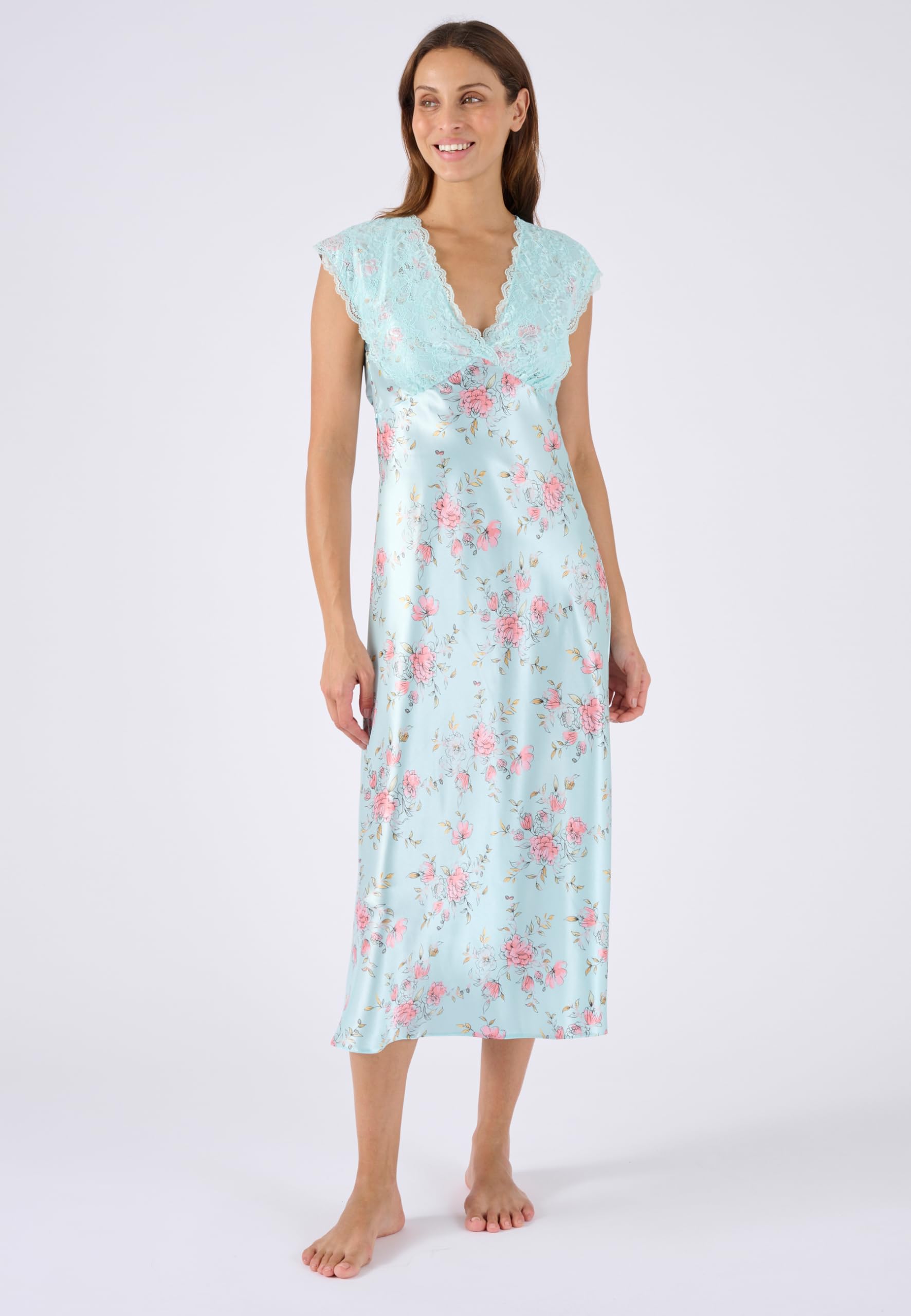 Damart Homewear camicia da notte raso e pizzo XS satinata