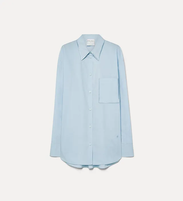 Forte camicie Cotton Shirt camicia azzurra in popeline di cotone