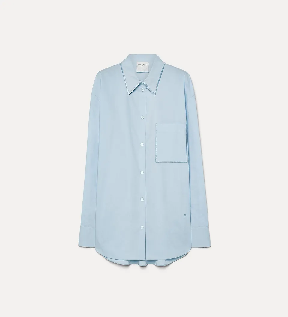 Forte camicie Cotton Shirt camicia azzurra in popeline di cotone