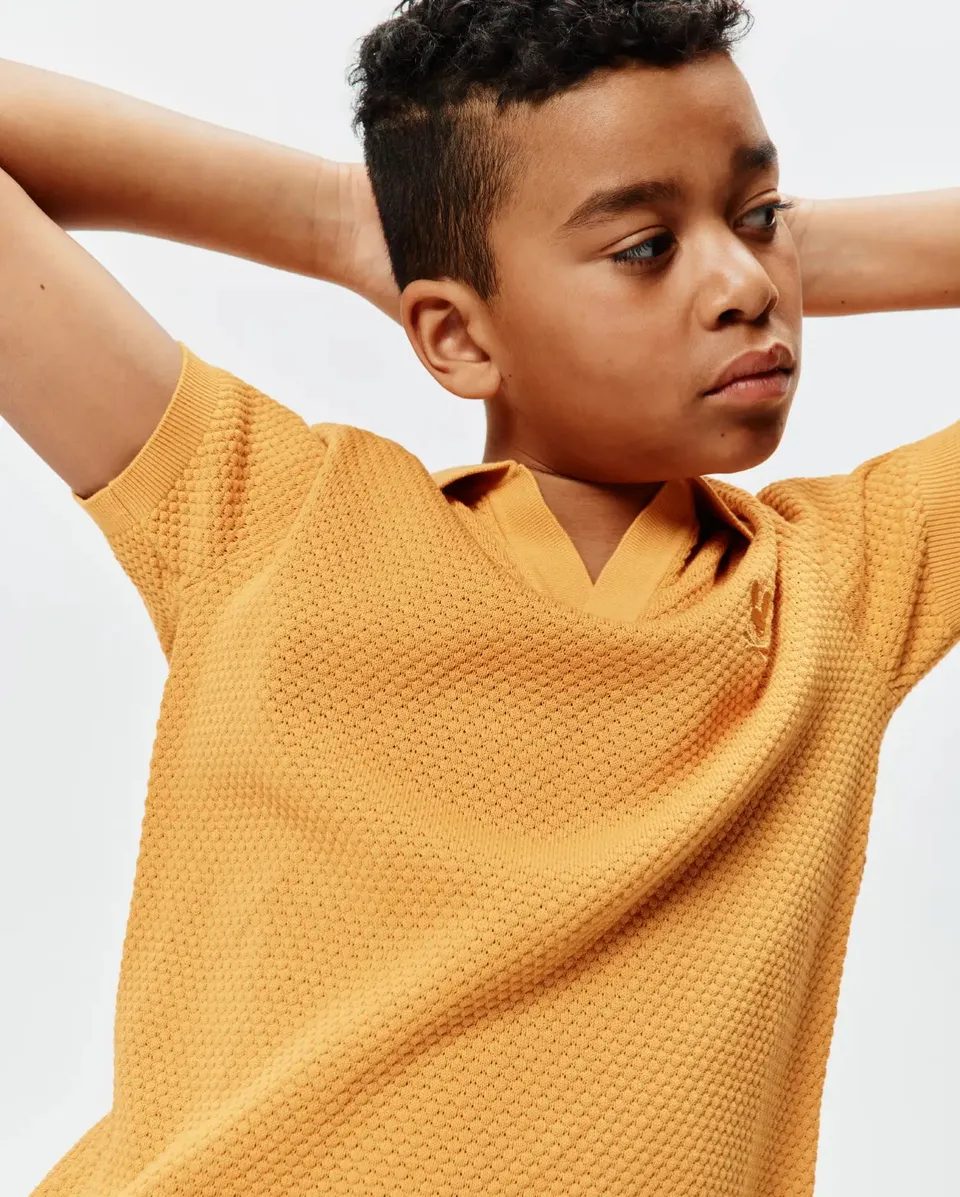 Psycho Bunny Kids Polo Shirts Devon Knit Polo polo bambino gialla