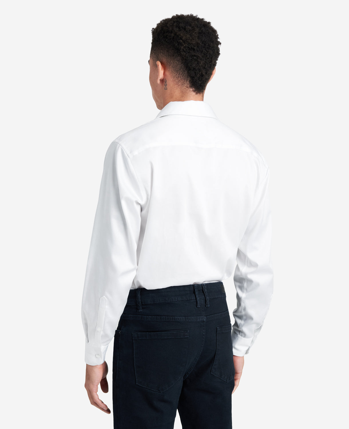 Kenneth Cole Reaction Clothing Regular-Fit Button-Down Stretch Dress Shirt camicia bianca 15/32 elasticizzata