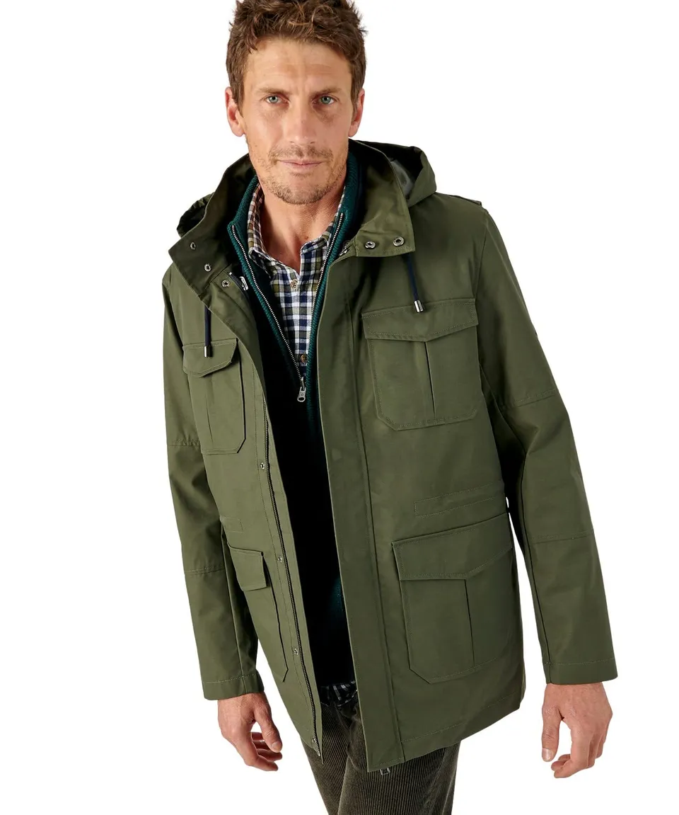 Damart Thermolactyl parka idrorepellente 3 in 1 con gilet verde kaki XS