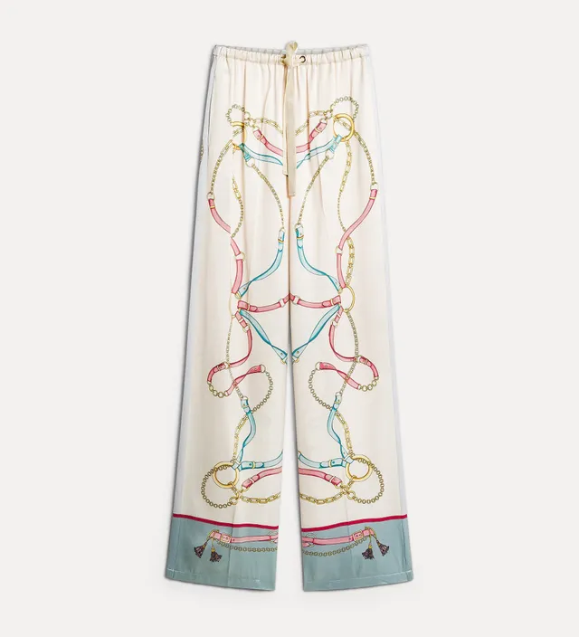 Forte pantaloni pyjama trousers with “the crown” placed print pantaloni avorio