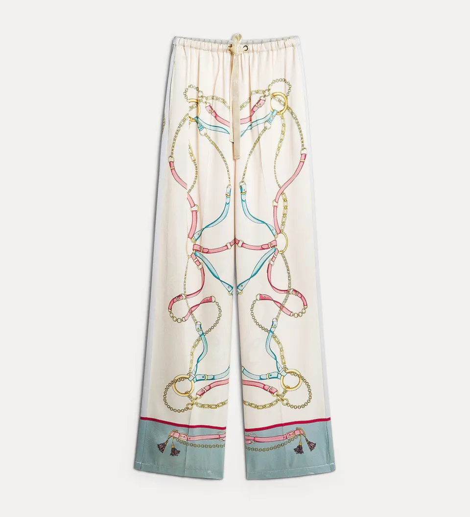 Forte pantaloni pyjama trousers with “the crown” placed print pantaloni avorio