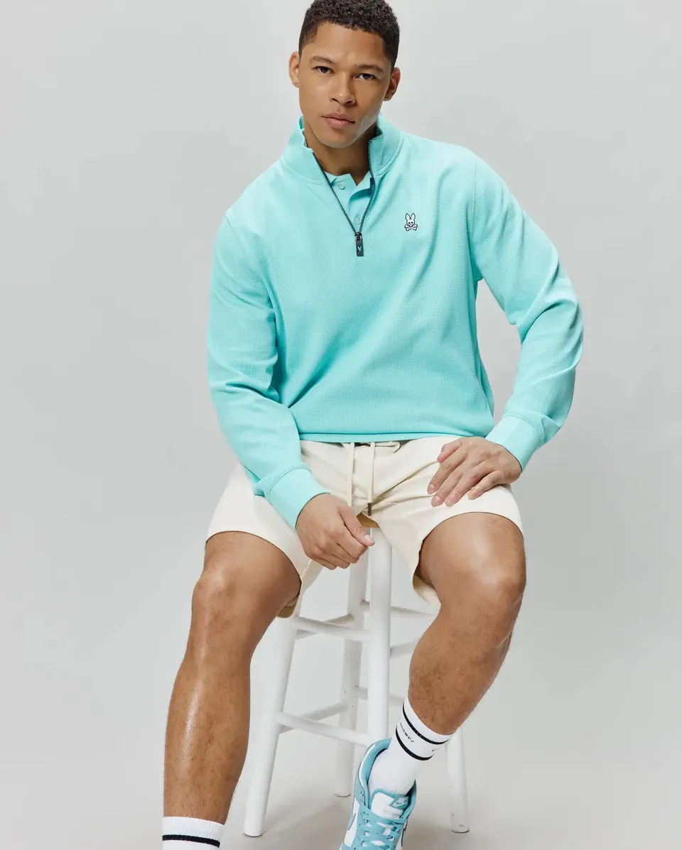 Psycho Bunny Men's Sweatshirts & Hoodies MENS MAXTON WAFFLE 1/4 ZIP MT0500253 felpa Antigua Sand