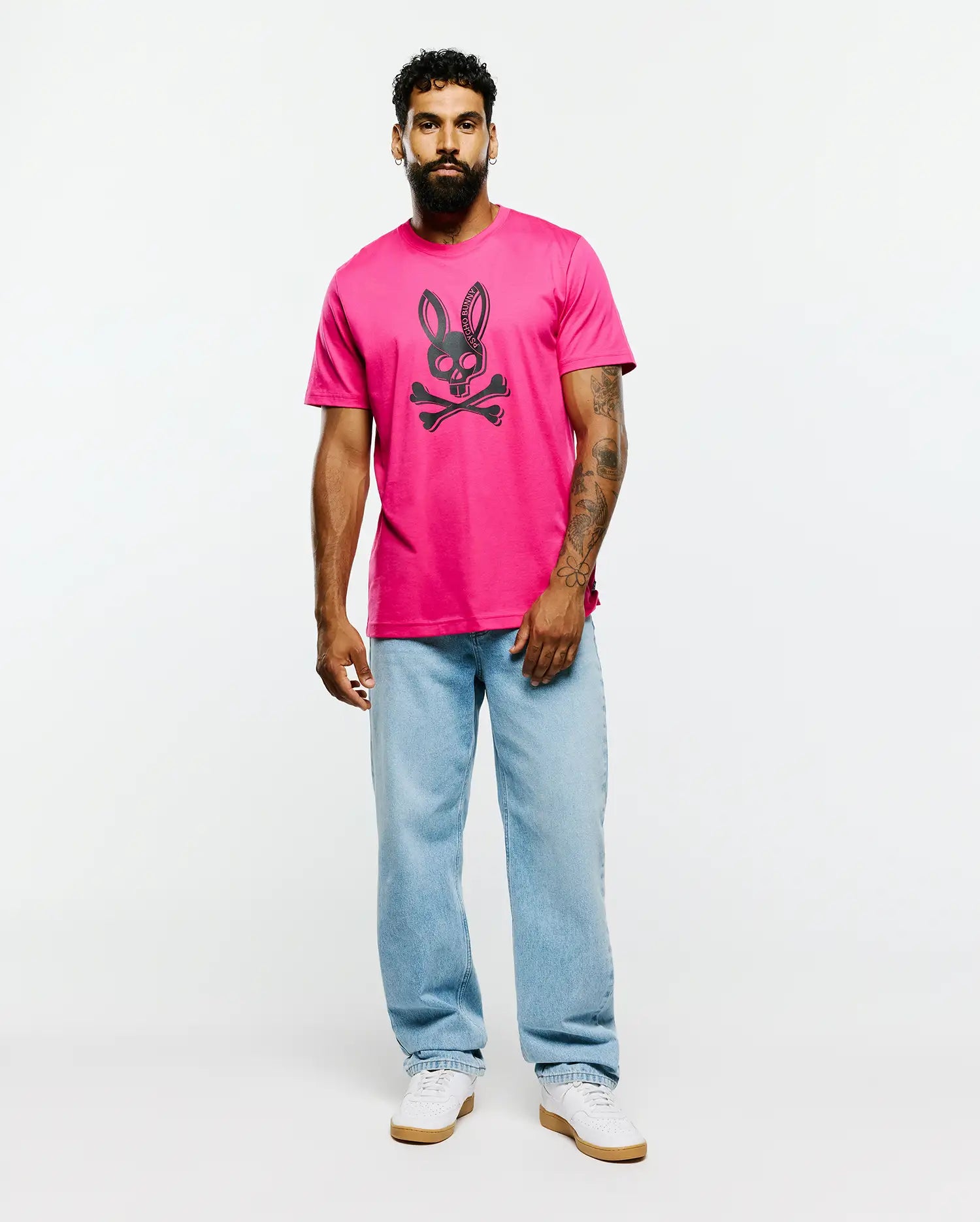 Psycho Bunny Men's Tees Serge Graphic Tee T-shirt Pink Yarrow