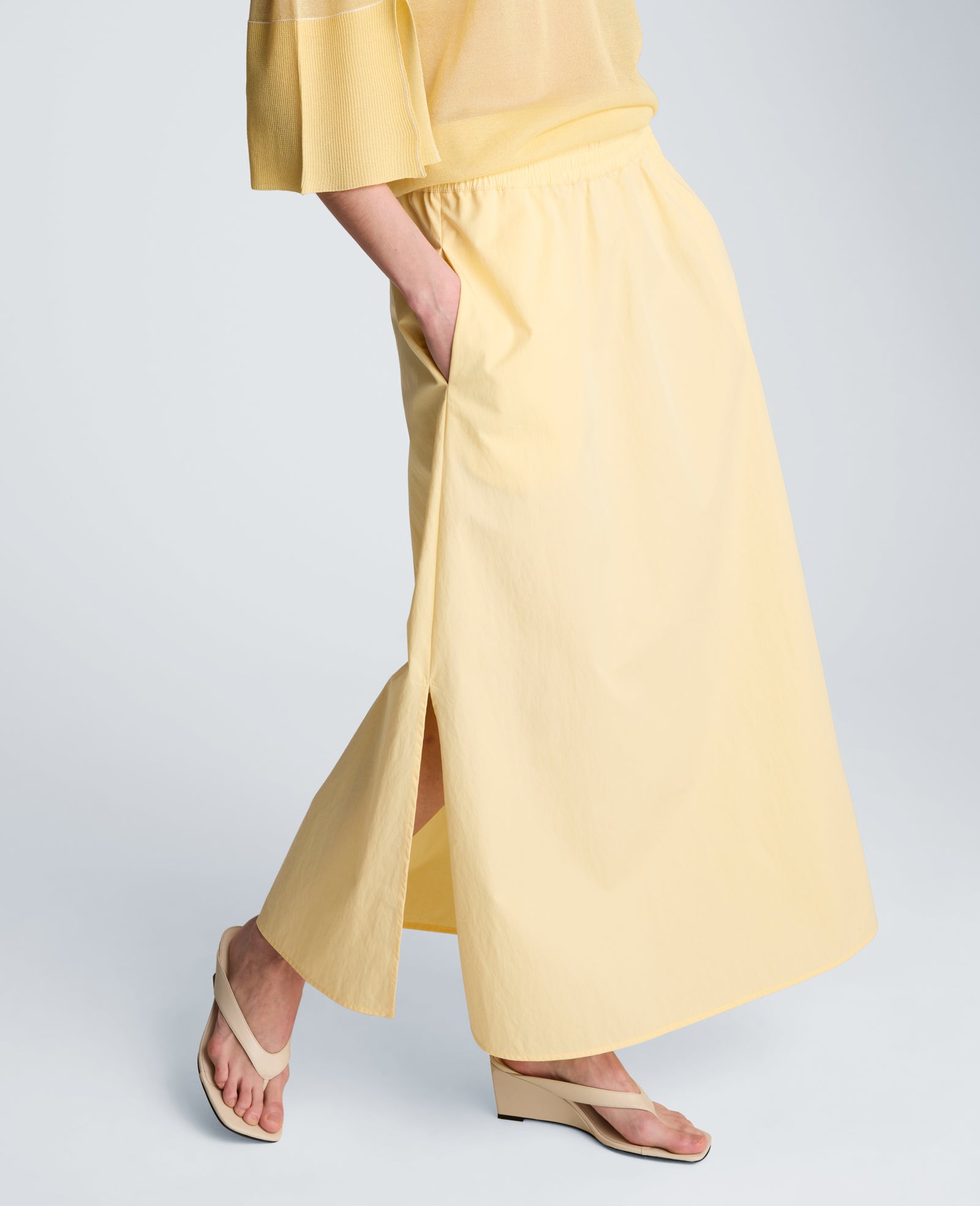 Kenneth Cole Reaction Clothing Pull On Maxi Skirt gonna lunga Pastel Yellow