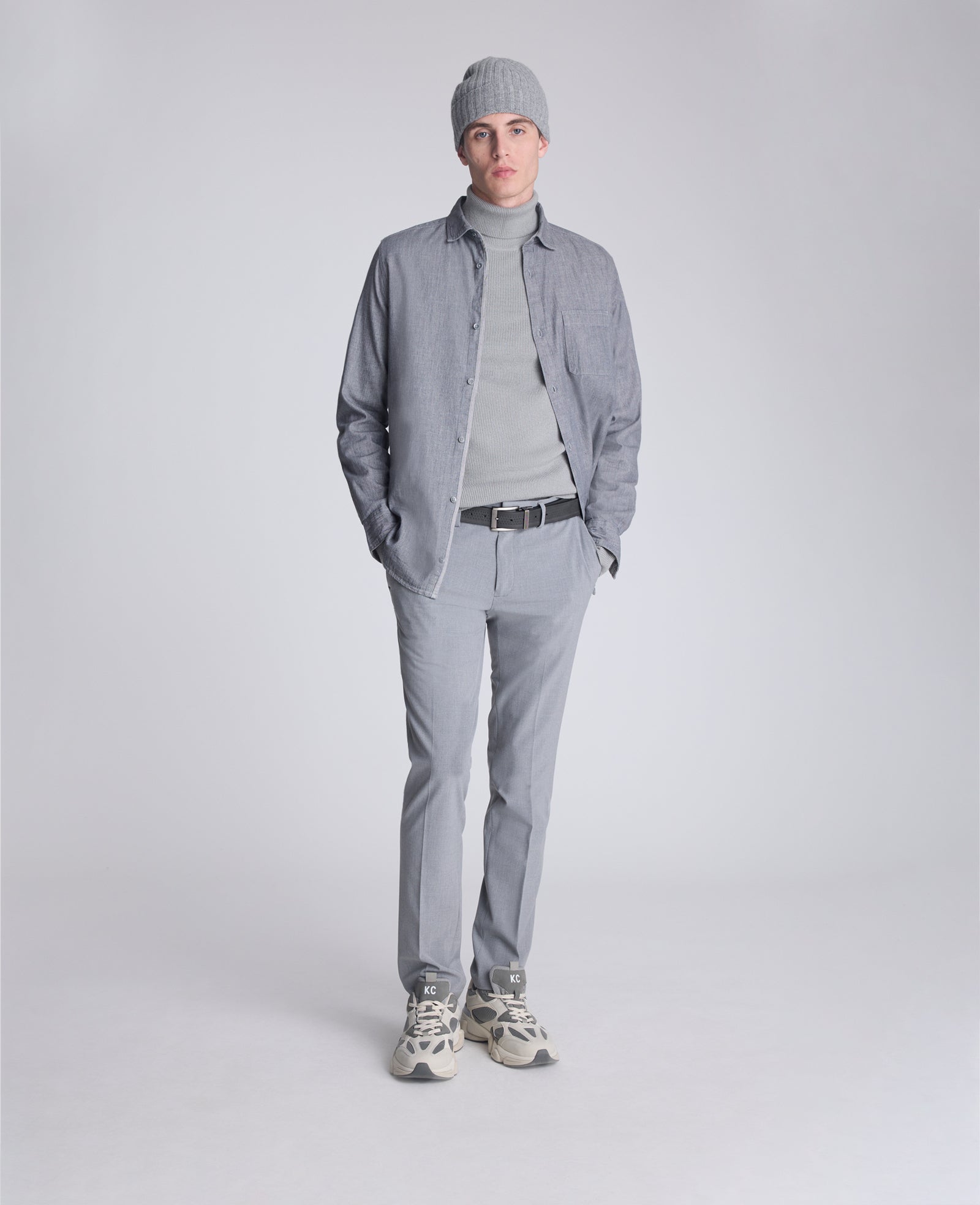 Kenneth Cole Reaction Clothing Foldover Turtleneck Sweater dolcevita grigio melange