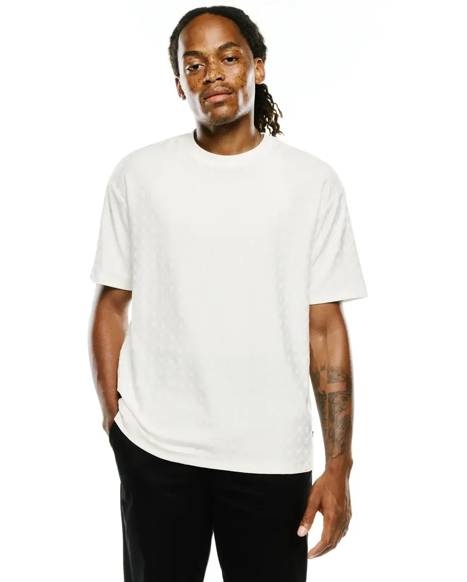Psycho Bunny Men's Tees Garry Jacquard Oversized-Fit Tee maglietta ecru