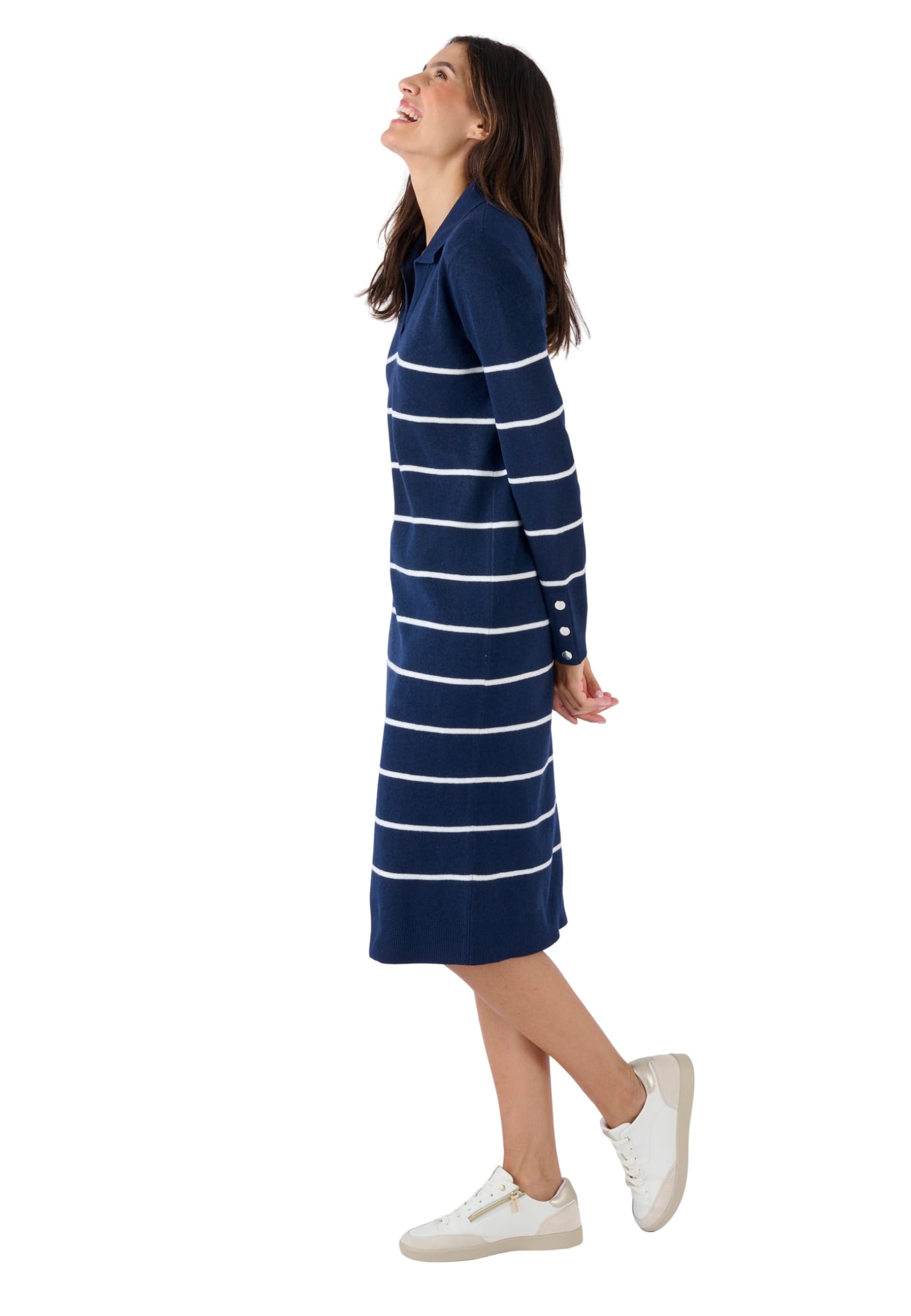 Damart Prêt-à-porter Abito-Pullover Collo A Righe abito blu navy taglia 38-40