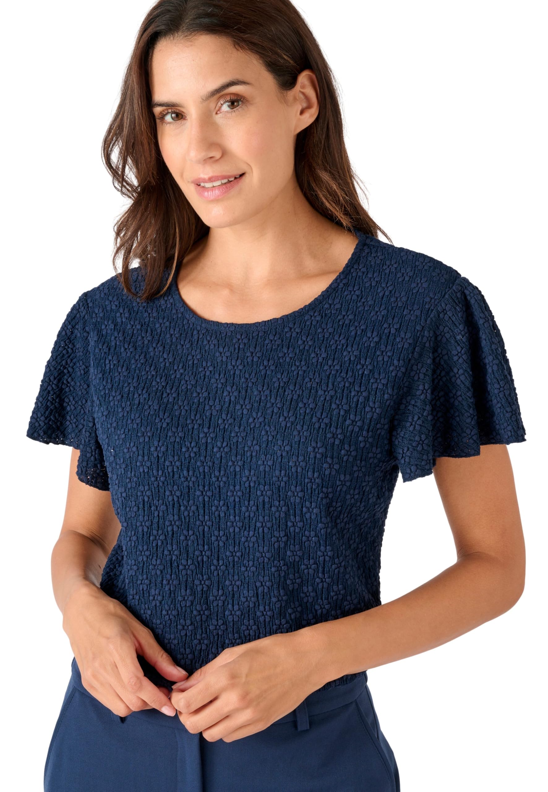 Damart Prêt-à-porter Maglia Jacquard Rilegata Donna 38-40 Rosa Fucsia