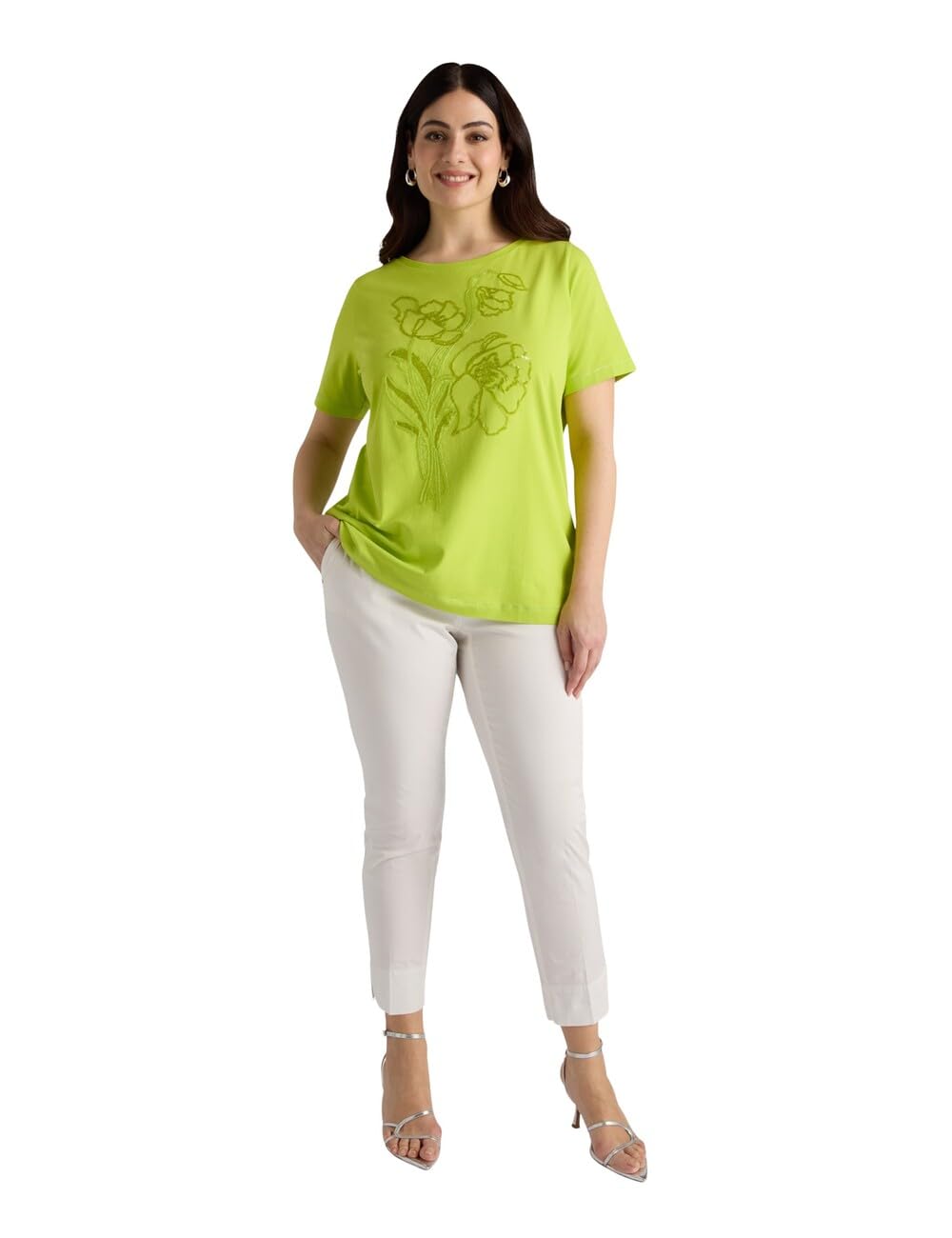 Fiorella Rubino Top e t-shirt T-shirt con ricamo floreale curvy