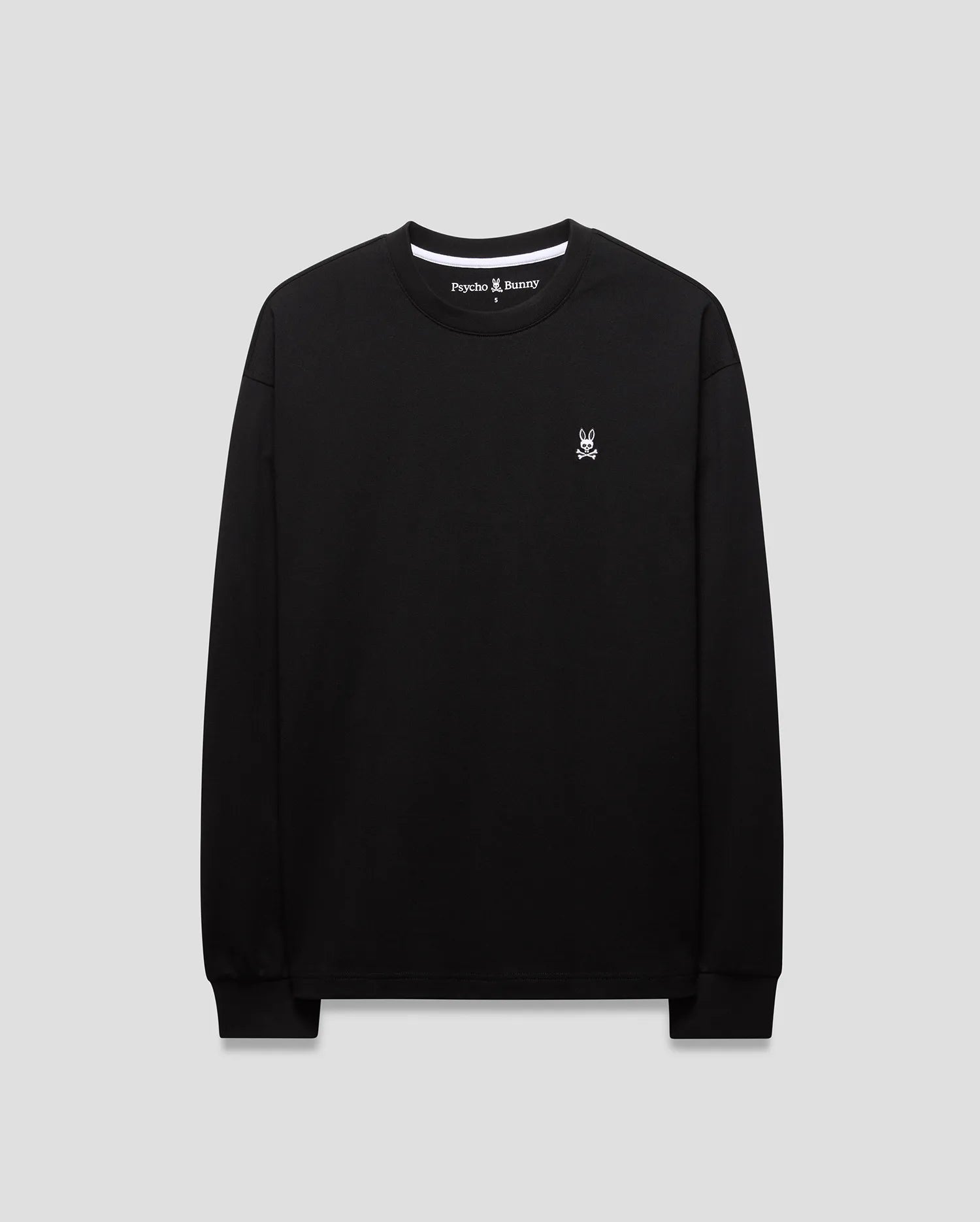 Psycho Bunny Men's Tees MENS NORMAN LONG SLEEVE OVERSIZED FIT TEE maglia nera 001 cotone