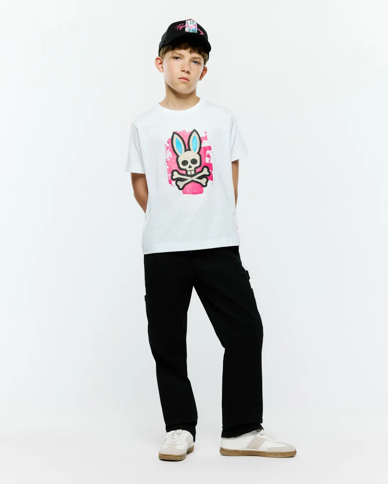 Psycho Bunny Kids Tees Marcus Graphic Tee KT0200193 t-shirt bianca bambini cotone Pima