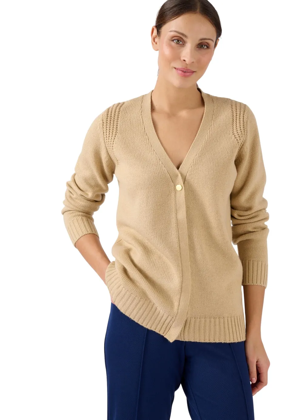 Damart Prêt-à-porter gilet donna marrone beige 38-40 in maglia con lana