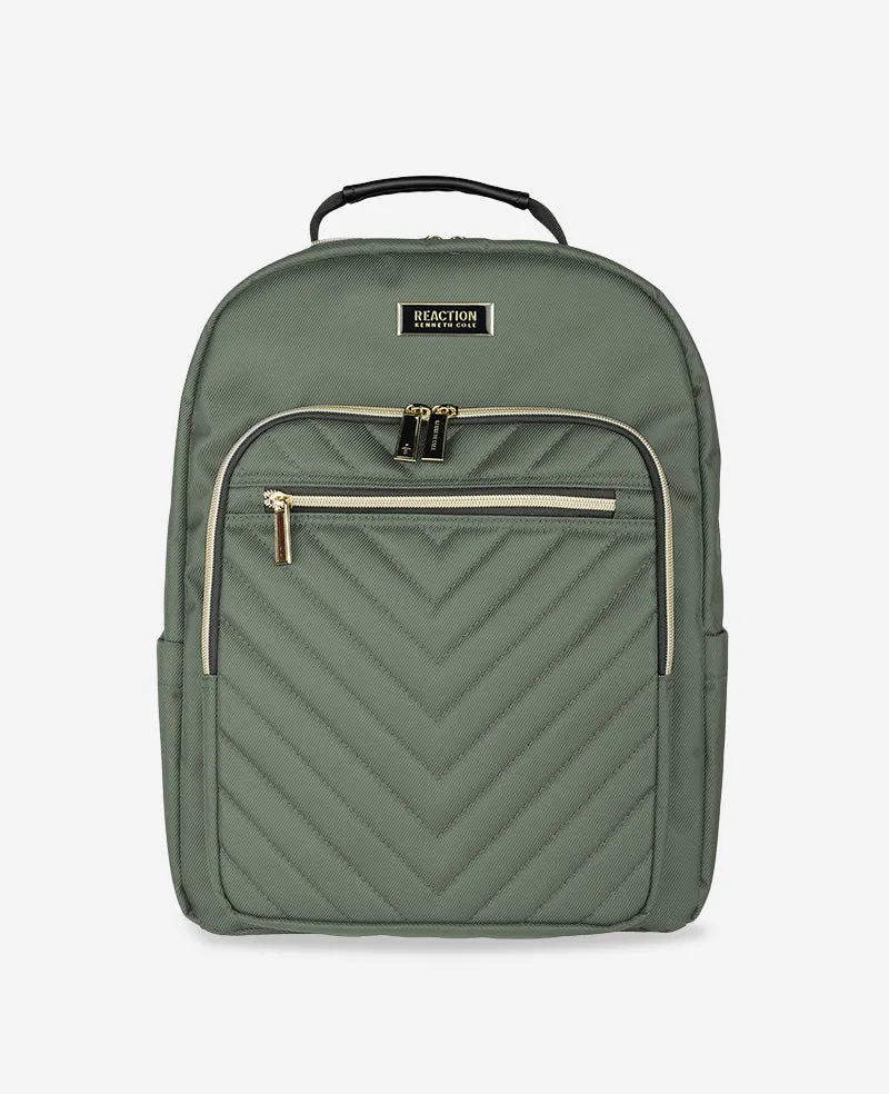 Kenneth Cole Reaction Luggage Chelsea 15.6-Inch Chevron Quilted Computer Backpack zaino Olive