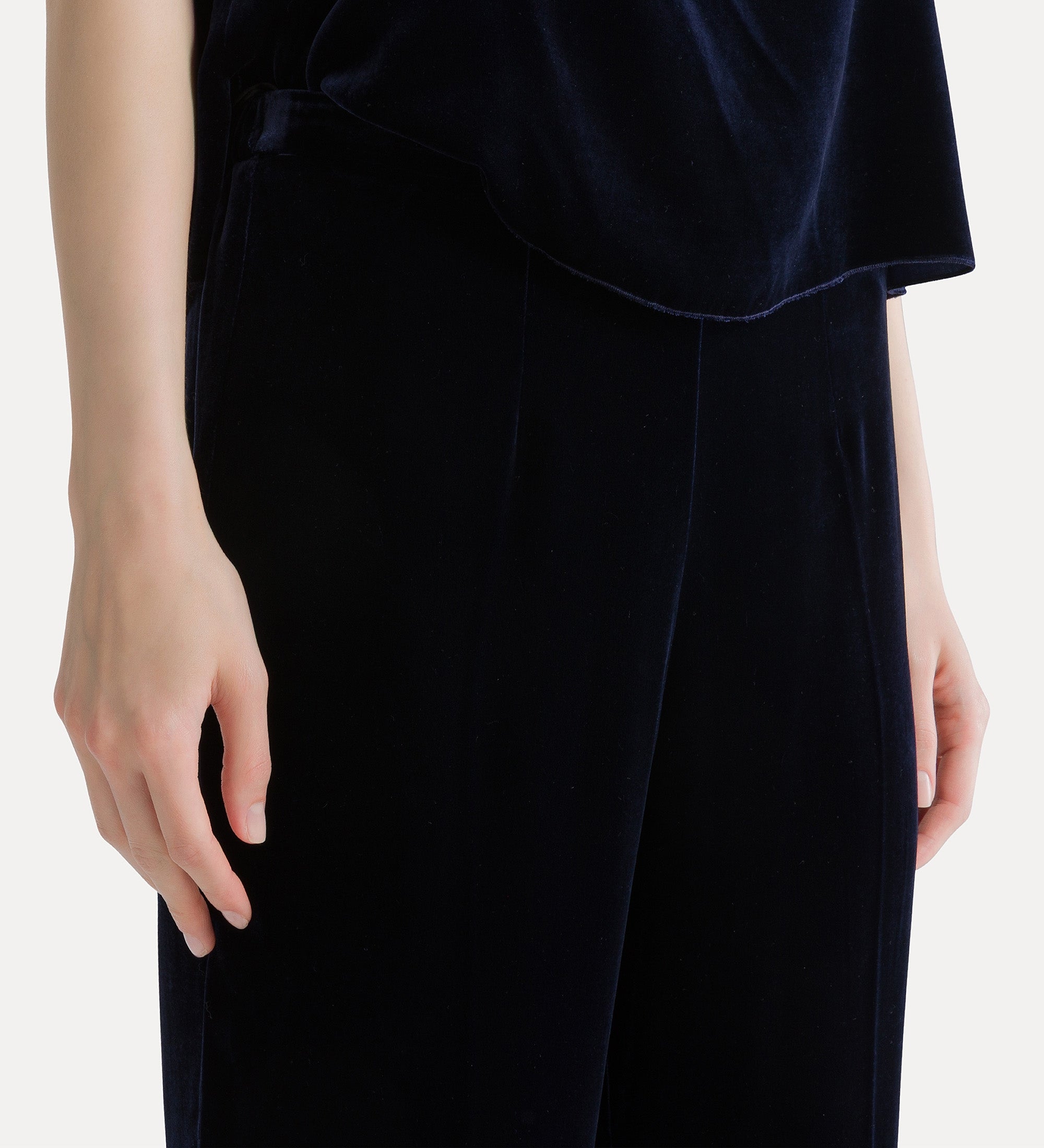 Forte Pantaloni in velluto di viscosa e seta nero