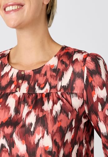 Damart Prêt-à-porter T-shirt stampata a maglia calda donna rosso bordeaux