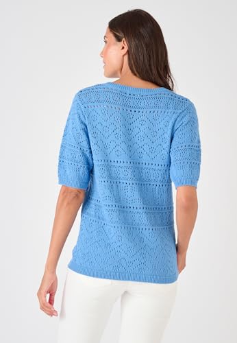 Damart Prêt-à-porter Maglione Maglia traforata Maniche Gomiti maglione 38-40 cotone