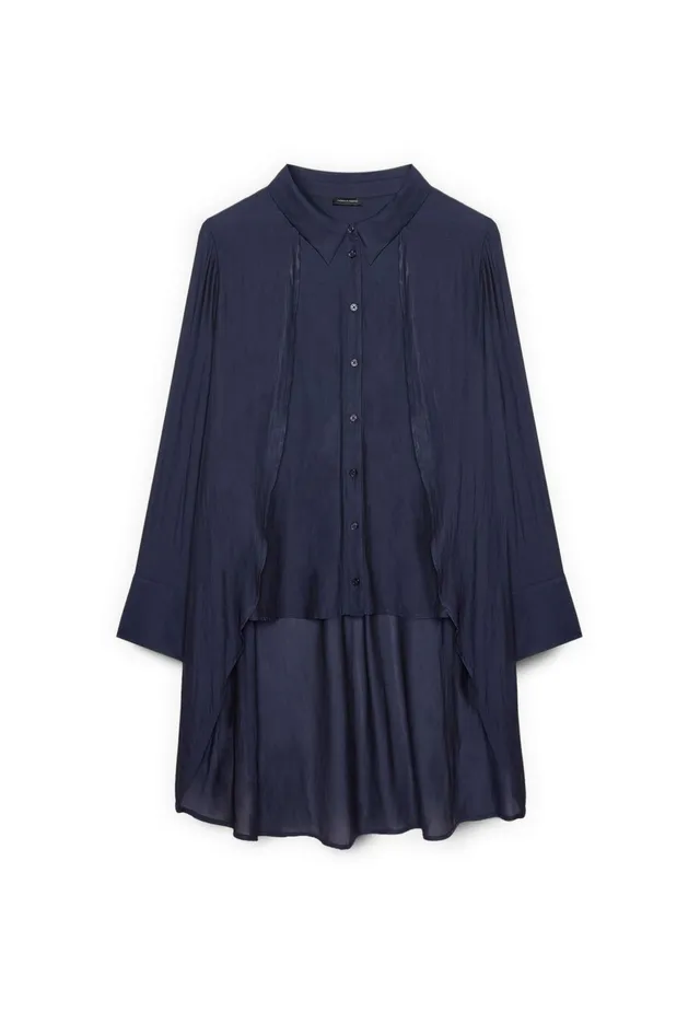 Fiorella Rubino Camicie e bluse Camicia in Georgette con Drappeggio a Doppio Strato camicia 46 Plus