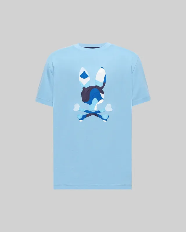 Psycho Bunny Men's Tees Ara Graphic Tee t-shirt blu cotone Pima