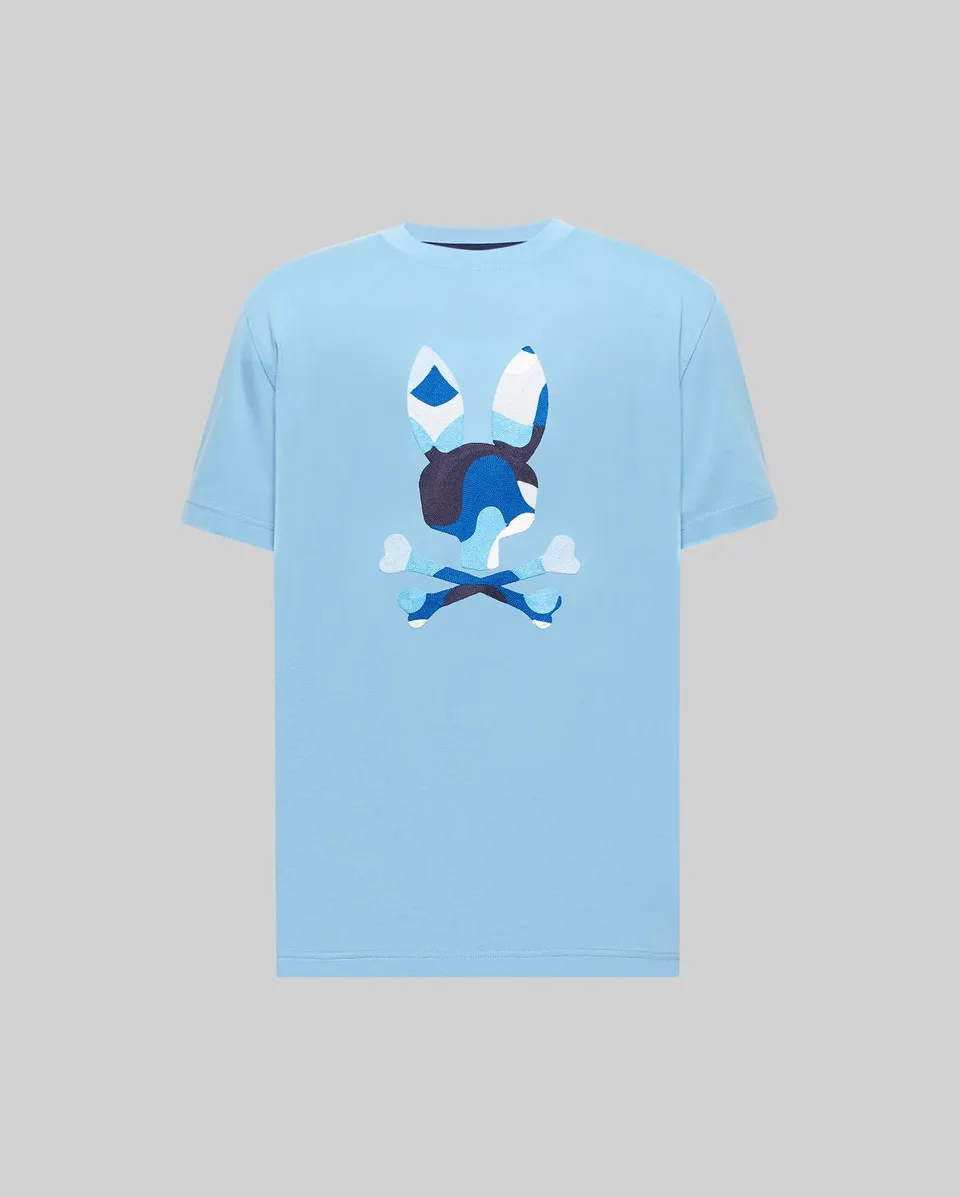 Psycho Bunny Men's Tees Ara Graphic Tee t-shirt blu cotone Pima