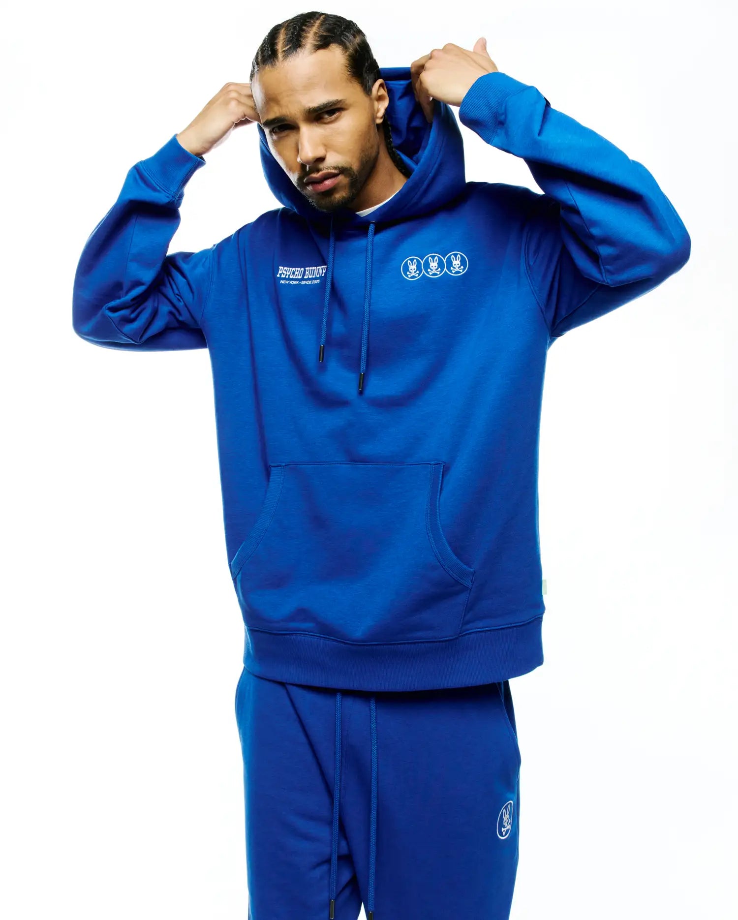 Psycho Bunny Men's Sweatshirts & Hoodies Nathaniel Oversized Hoodie felpa blu oversize