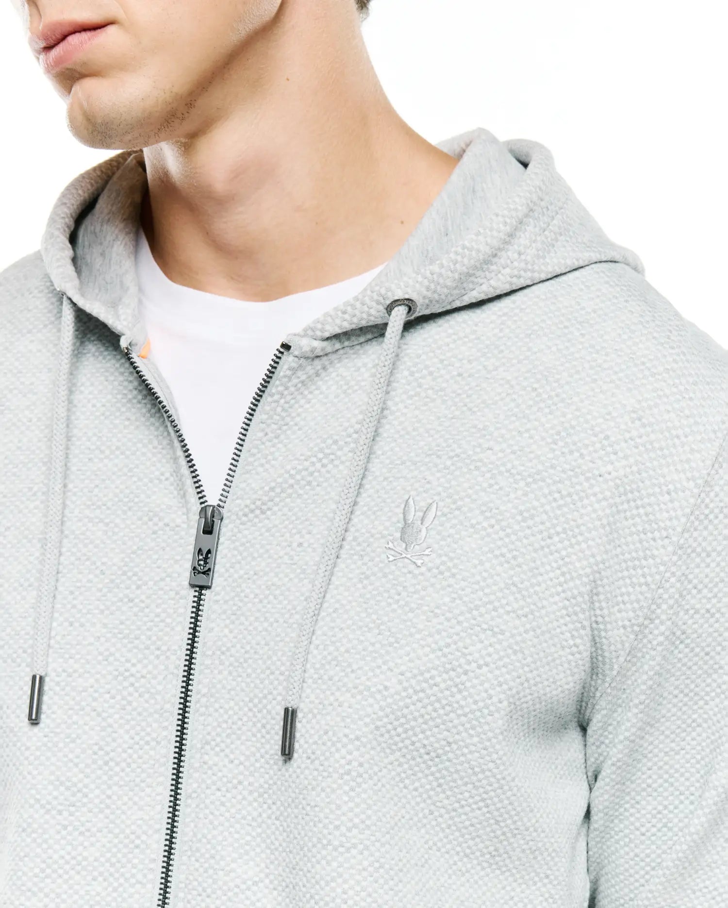 Psycho Bunny Men's Sweatshirts & Hoodies Marc Textured Full Zip Hoodie MT0500199 felpa grigia